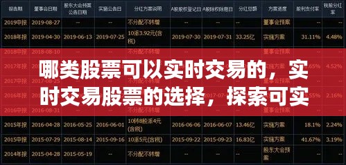 实时交易股票探索，种类、特点与选择指南