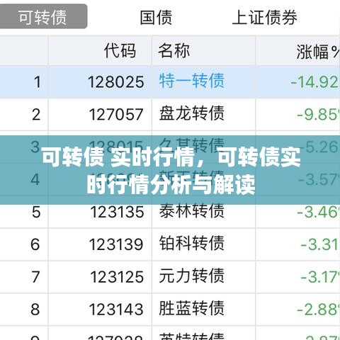 可转债实时行情分析与解读概览