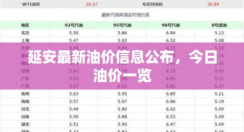 延安最新油价信息公布，今日油价一览