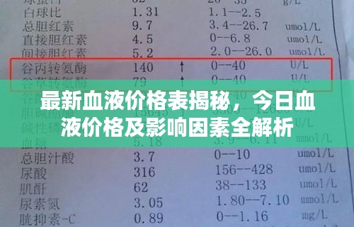 最新血液价格表揭秘，今日血液价格及影响因素全解析