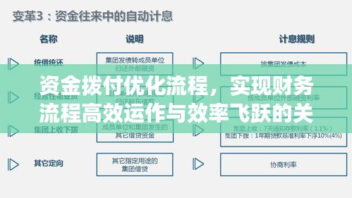 资金拨付优化流程，实现财务流程高效运作与效率飞跃的关键路径