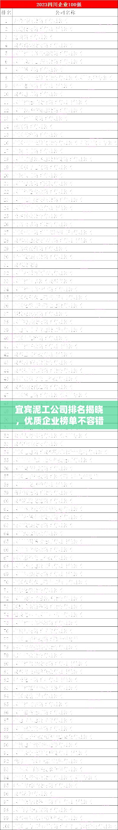 宜宾泥工公司排名揭晓，优质企业榜单不容错过！