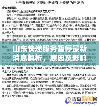 山东快递服务暂停最新消息解析，原因及影响探究