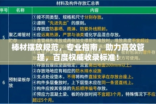 棒材摆放规范，专业指南，助力高效管理，百度权威收录标准！