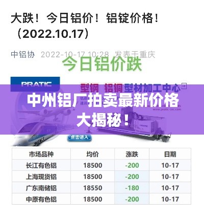 中州铝厂拍卖最新价格大揭秘！