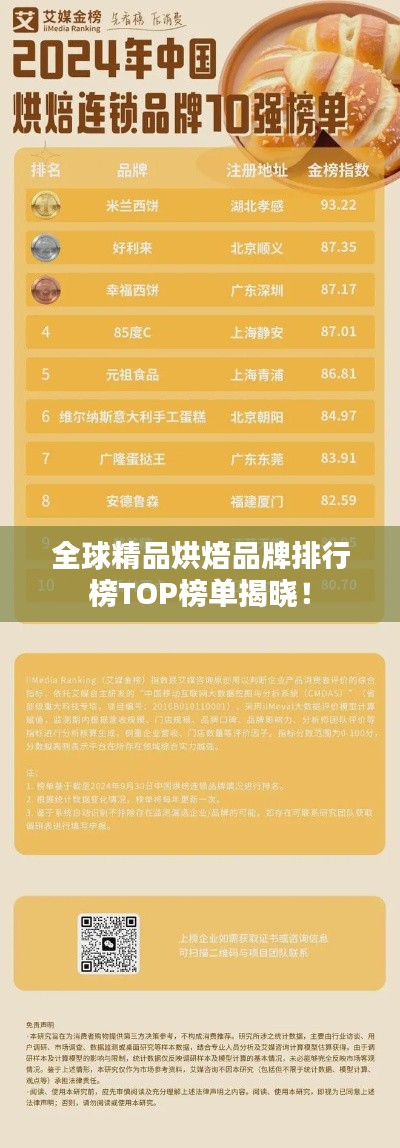 全球精品烘焙品牌排行榜TOP榜单揭晓！