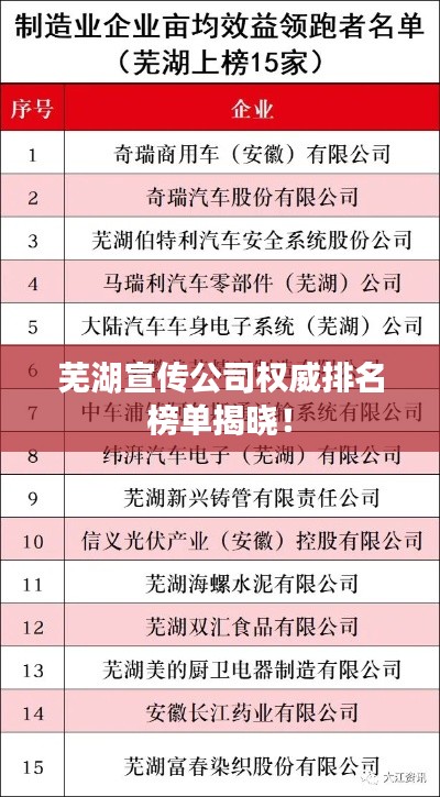 芜湖宣传公司权威排名榜单揭晓！